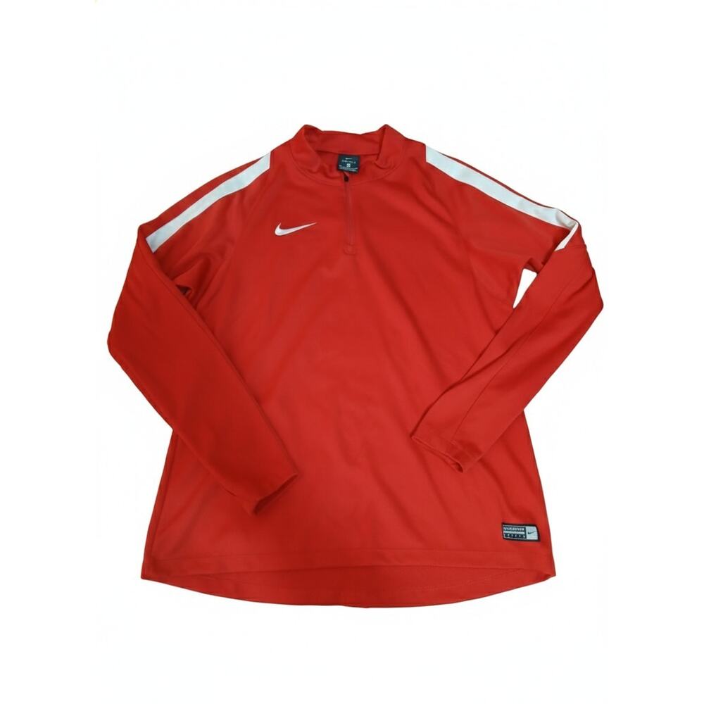 Nike Dri-FIT 1/4 Zip Soccer Jersey Red Mock Neck Long Sleeve women's M